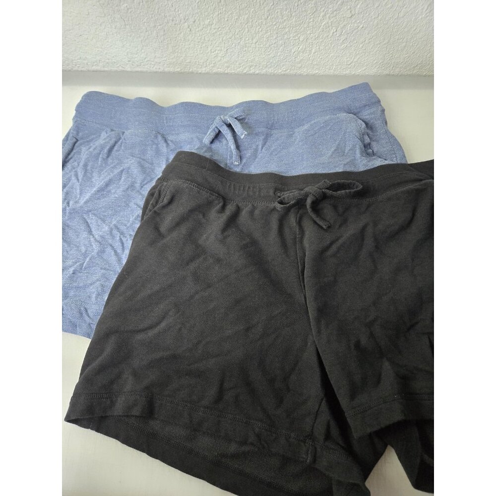 32 Degrees Cool Shorts Lot 2 Women XL Black Blue Drawstring Lounge Gym Comfort